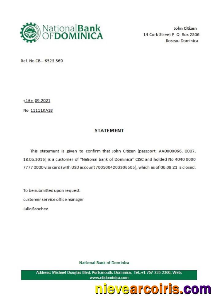 Dominicia National Bank of Dominica closure reference